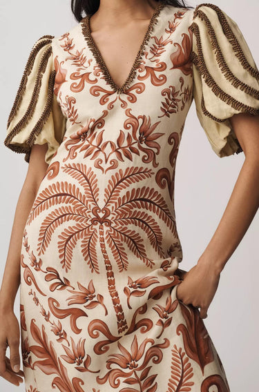 Milani off-white V Neckline Short Sleeve Maxi Dress-Dresses-Farm Rio-Debs Boutique
